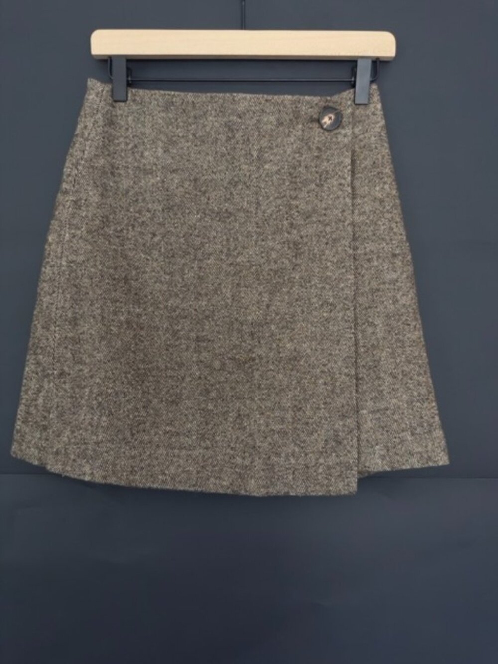 Massimo Dutti Brown Twill Wrap Skirt Made in Portugal